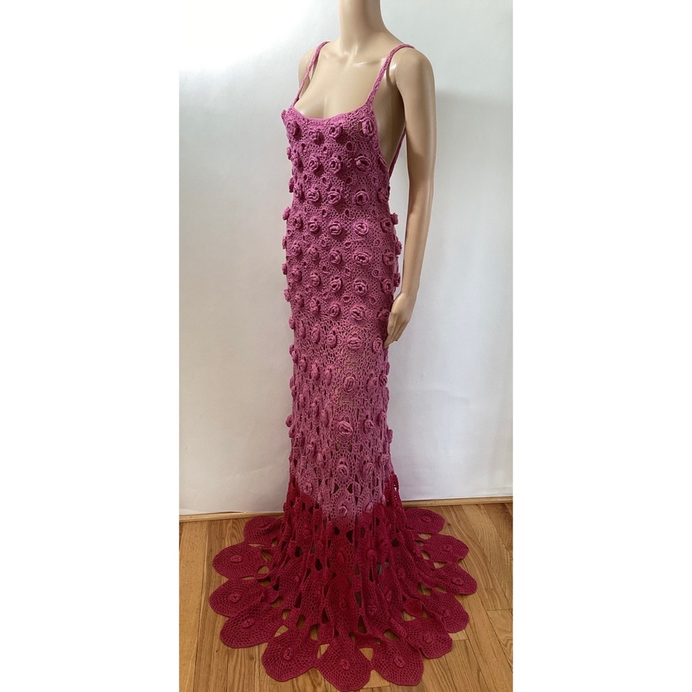 ALEJANDRA ALONSO ROJAS COLORBLOCK CROCHETED MAXI DRESS